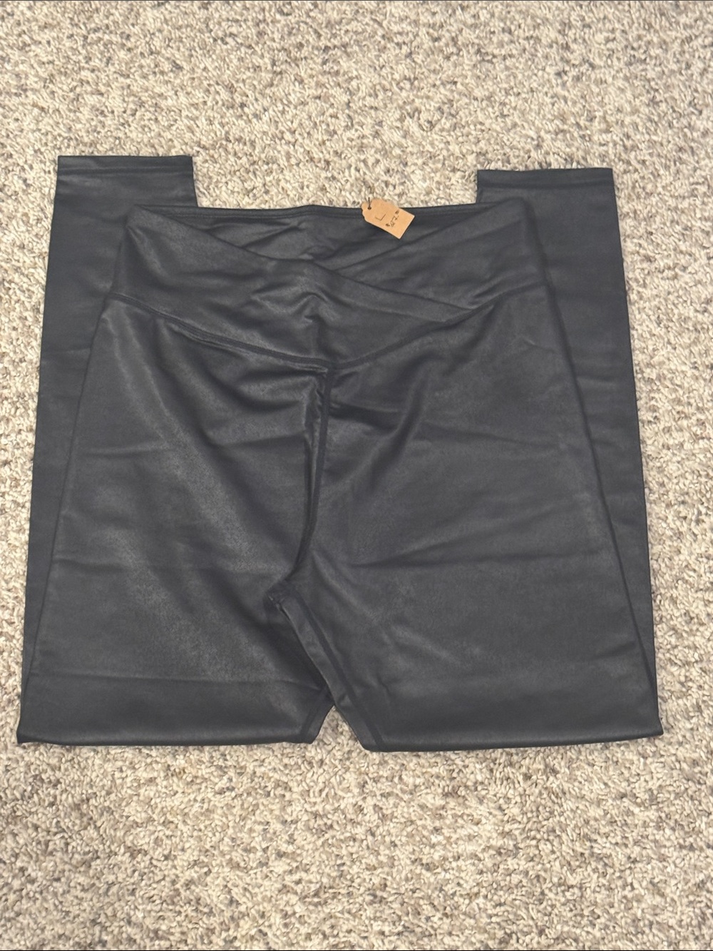 High-Waisted Faux Leather Leggings - Black